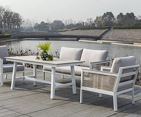 Лаунж-зона Сан Ремо 4SIS из роупа (веревки), цвет серо-коричневый