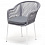 Стул Лион 4SIS плетеный из роупа, каркас из стали белый муар, роуп светло-серый круглый, ткань светло-серая