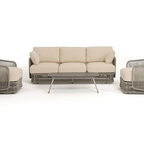 Лаунж-Зона Альбано 4SIS 5-местная плетеная из роупа (веревки), каркас алюминиевый светло-серый, роуп серый меланж фото 1