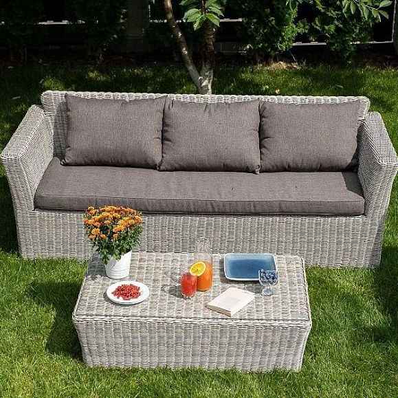 Диван трехместный Капучино 4SIS из искусственного ротанга, цвет бежевый фото 5