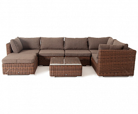 Лунго модуль диванный прямой с подушками, цвет коричневый