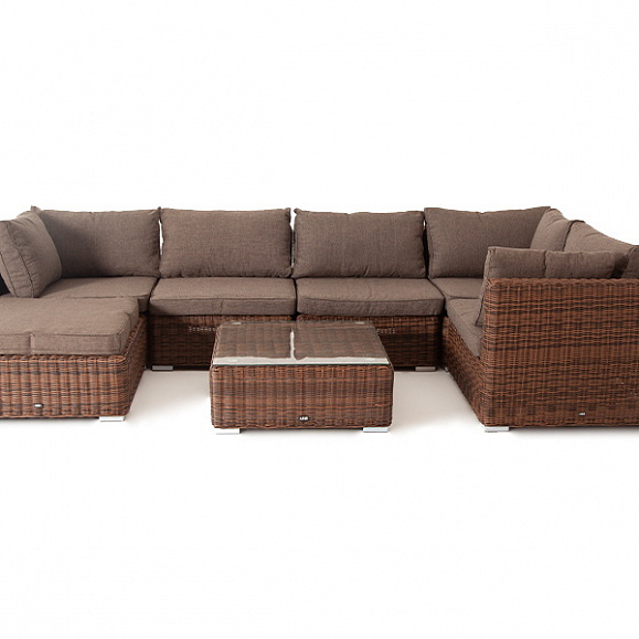 Лунго модуль диванный прямой с подушками, цвет коричневый фото 4