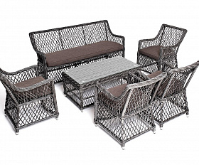 Лаунж-зона Асти 4SIS из искусственного ротанга, цвет графит 6 персон