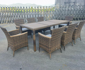 Обеденный комплект Amelia Royal Family из искусственного ротанга на 8 персон, цвет коричневый