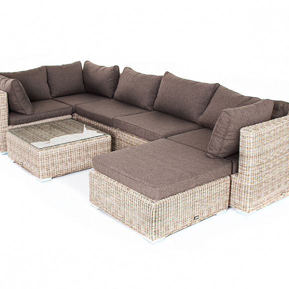 Лунго модуль диванный прямой с подушками, цвет бежевый фото 5