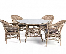 Обеденная группа Дольче 4SIS из искусственного ротанга, цвет соломенный