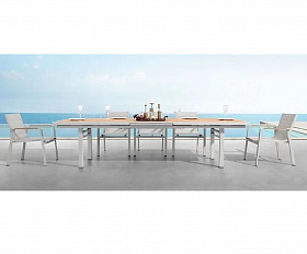 Комплект обеденной мебели Lyon 280B+10P Brafritid бежевый/натуральный, алюминий/тик