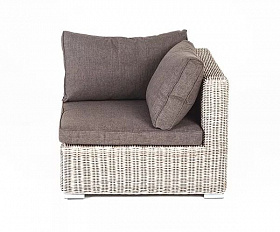 Модуль диванный угловой Лунго 4SIS из искусственного ротанга, цвет бежевый с подушками