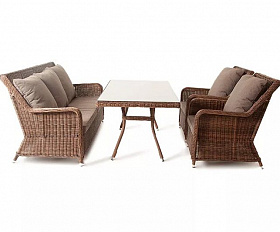 Обеденная группа Гляссе 4SIS из искусственного ротанга, цвет коричневый