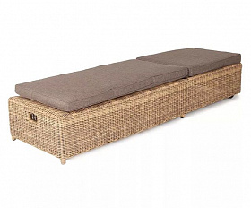 Шезлонг Рим 4SIS из искусственного ротанга, цвет соломенный с подушкой