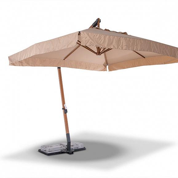 Корсика зонт уличный 3х3м на боковой алюминиевой опоре, цвет под дерево фото 3