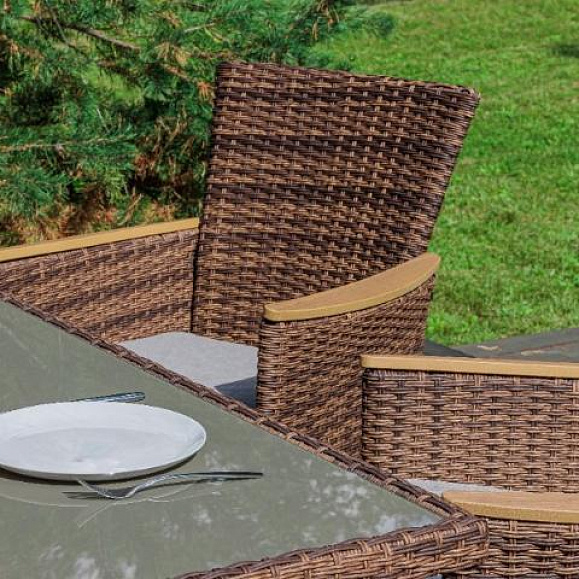 Угловой комплект Zorro Wood Double Royal Family из искусственного ротанга, цвет коричневый фото 5