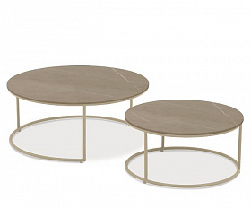 Кофейный столик Flen Brafritid бежевый, алюминий/закаленное стекло с керамической печатью