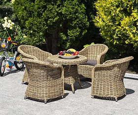 Кофейный столик Равенна 4SIS из искусственного ротанга, цвет соломенный