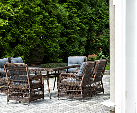 Обеденная Цесена 4SIS группа плетеная из искусственного ротанга, цвет коричневый