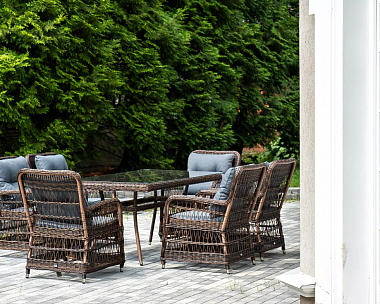 Обеденная Цесена 4SIS группа плетеная из искусственного ротанга, цвет коричневый