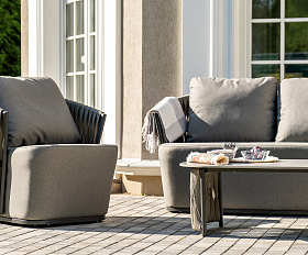 Флоренция лаунж-зона из искусственного ротанга, цвет графит