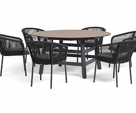 Рио обеденная группа на 6 персон, стол HPL дуб, цвет темно-серый
