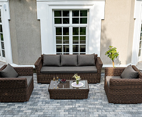 Капучино лаунж-зона из искусственного ротанга, цвет коричневый