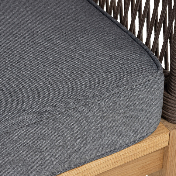 Канны диван 2-местный плетеный из роупа, основание дуб, роуп коричневый круглый, ткань темно-серая 027 NEW фото 6