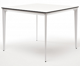 Малага обеденный стол из HPL 90х90см, цвет молочный, каркас белый