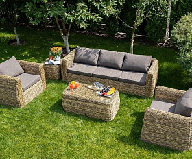 Кресло Кальяри 4SIS из искусственного ротанга (гиацинт), цвет соломенный