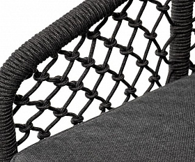 Кресло Канны 4SIS из роупа (веревки) узелкового плетения, основание дуб, цвет темно-серый