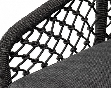 Кресло Канны 4SIS из роупа (веревки) узелкового плетения, основание дуб, цвет темно-серый
