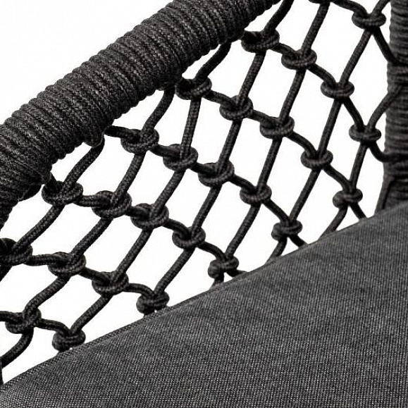 Кресло Канны 4SIS из роупа (веревки) узелкового плетения, основание дуб, цвет темно-серый фото 6