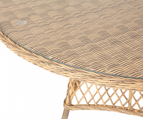 Эспрессо плетеный круглый стол, диаметр 150 см, цвет соломенный