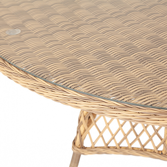 Эспрессо плетеный круглый стол, диаметр 150 см, цвет соломенный фото 3