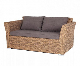 Диван двухместный Капучино 4SIS из искусственного ротанга (гиацинт), цвет соломенный