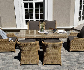Обеденная Неаполь 4SIS группа плетеная из искусственного ротанга, цвет соломенный