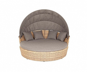Плетеная кровать круглая Стильяно 4SIS из искусственного ротанга, цвет соломенный