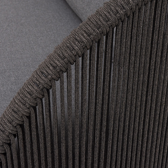 Монтелла кресло плетеное из роупа, каркас алюминий темно-серый (RAL7024) муар, роуп темно-серый круглый, ткань темно-серая 027 фото 7