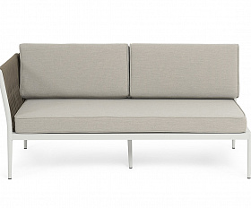 Касабланка правый модуль плетеный из роупа, каркас алюминий светло-серый (RAL7035) муар, роуп серо-коричневый 23мм, ткань бежевая 15052