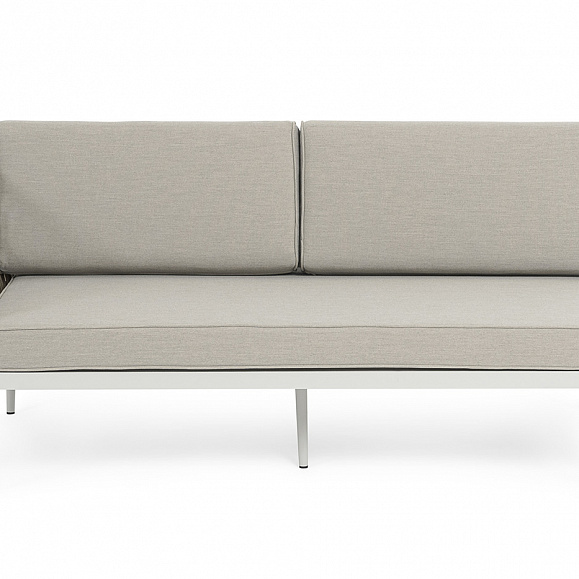 Касабланка правый модуль плетеный из роупа, каркас алюминий светло-серый (RAL7035) муар, роуп серо-коричневый 23мм, ткань бежевая 15052 фото 2