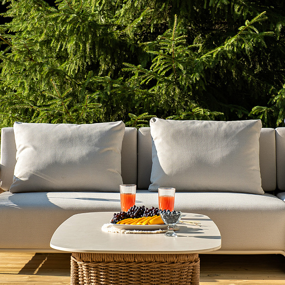 Мальдивы трансформирующаяся лаунж-зона из искусственного ротанга, цвет соломенный фото 7