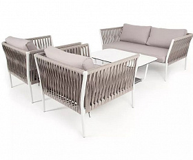 Плетеная лаунж-зона Касабланка 4SIS из роупа (веревки), цвет серо-коричневый