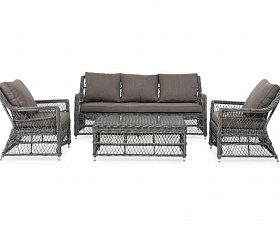 Лаунж-зона Гранд Латте 4SIS из искусственного ротанга, цвет графит