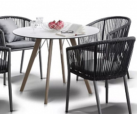 Обеденная группа Франческо 4SIS из роупа (веревки), цвет темно-серый