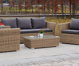 Лаунж-зона Капучино 4SIS из искусственного ротанга, цвет соломенный