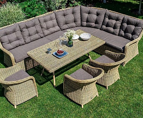 Обеденная группа Базелла 4SIS из искусственного ротанга, цвет соломенный