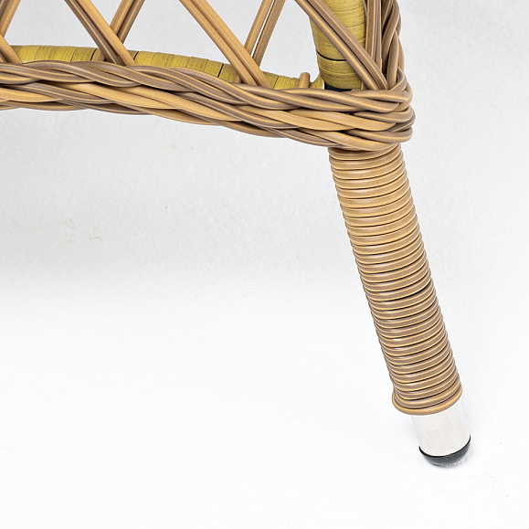 Эспрессо плетеный круглый стол, диаметр 80 см, цвет соломенный фото 5