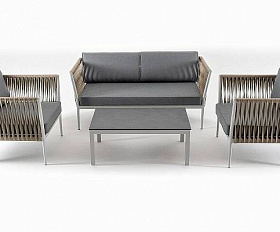 Лаунж-Зона Касабланка 4SIS плетеная из роупа 4-местная, цвет серый
