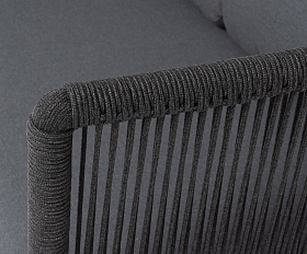 Верона правый-угол модуль плетеный из роупа, каркас алюминий темно-серый (RAL7024) муар, роуп темно-серый круглый, ткань темно-серая 027, L220х89