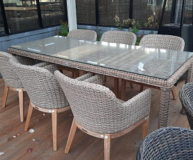 Комплект обеденной мебели Ontario-Catherine Brafritid коричневый/бежевый, тик/искусственный ротанг