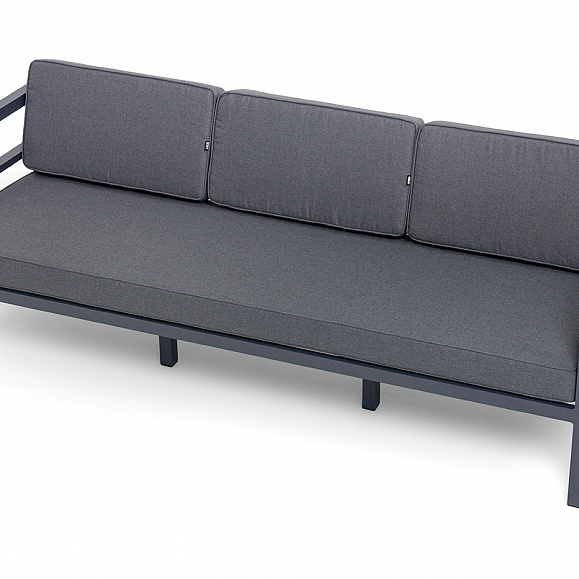 Эстелья диван 3-местный, каркас алюминий темно-серый (RAL7024) муар, ткань темно-серая 027 фото 4