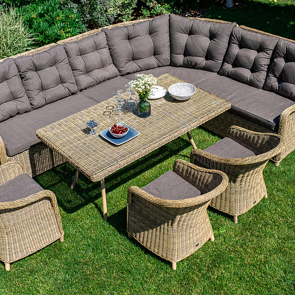 Латте плетеный стол из искусственного ротанга 160х90см, цвет соломенный фото 6