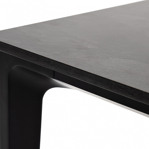 Малага обеденный стол из HPL 90х90см, цвет серый гранит, каркас черный фото 4